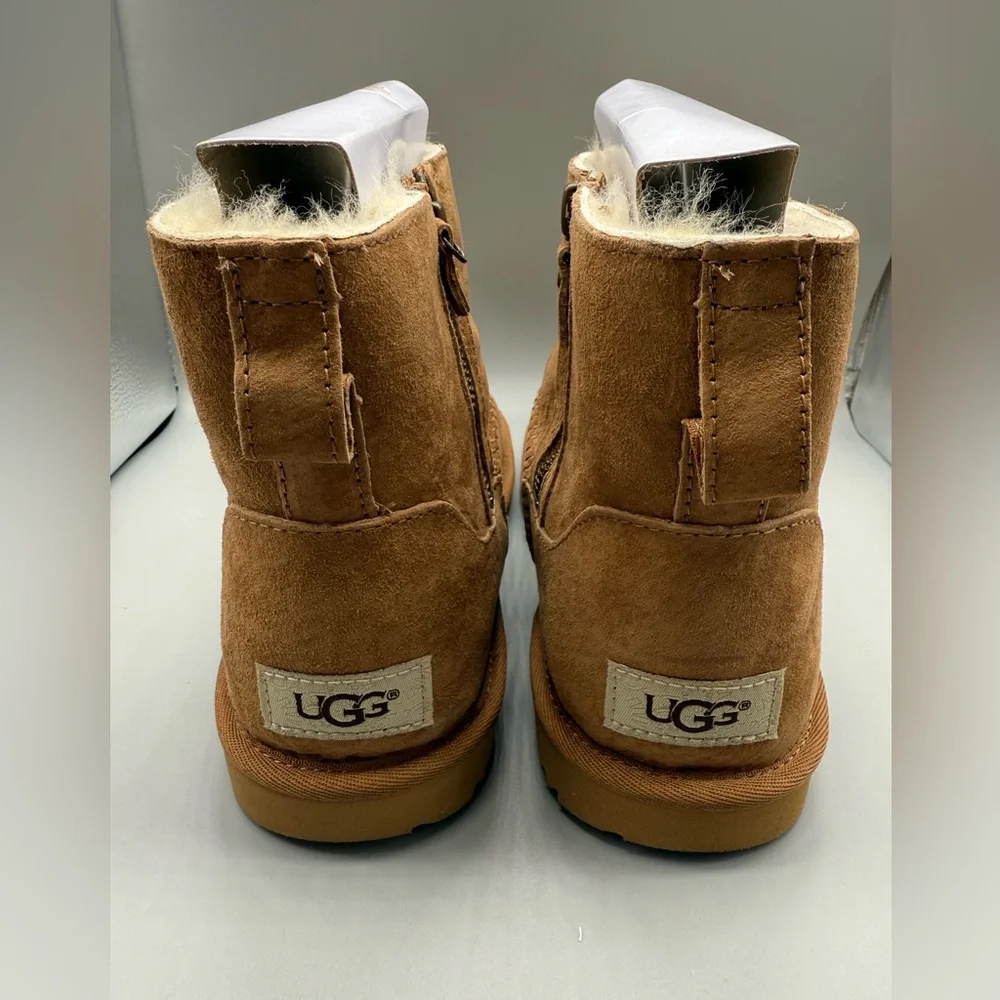 UGG Classic II Kids CHESTNUT Mini Double Zip Suede Winter Boots /Size 6 /NIB - Picture 7 of 9
